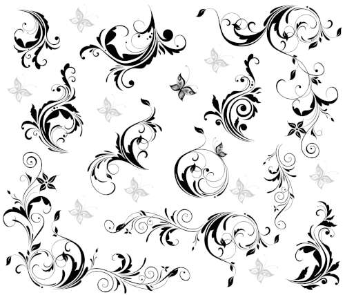 Printed Wafer Paper - Black Swirls and Butterflies - Click Image to Close